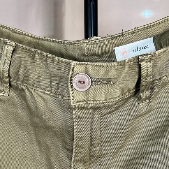 Anthropologie Green and Orange Navy Side Stripe Straight Relaxed Leg Pants SZ 28 - Picture 6 of 15